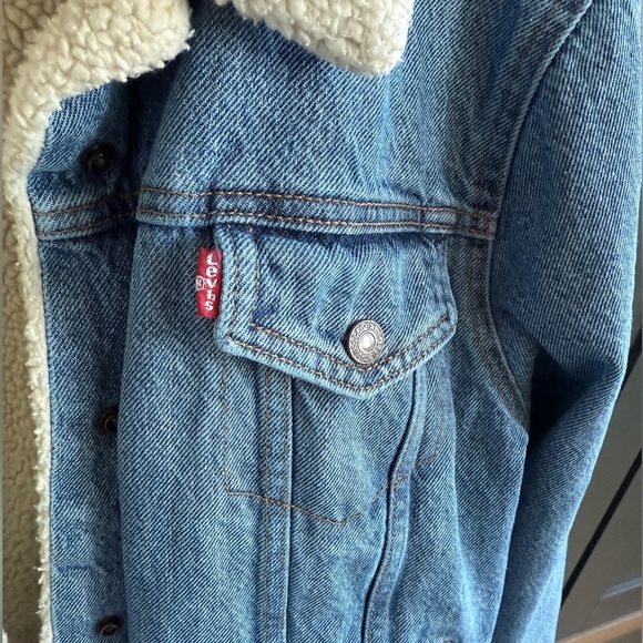 Levi's Blue Denim Sherpa Jacket • Adult S Youth XL - Picture 5 of 7